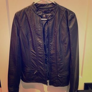 Express Black Faux Leather Full ZipUp Biker Jacket